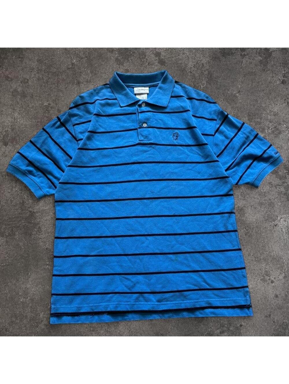 Fire Disney striped polo tee with embroidered Mickey Mouse